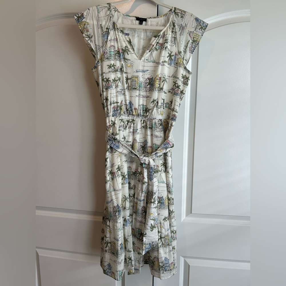 Talbots Cream Parisian Print Dress